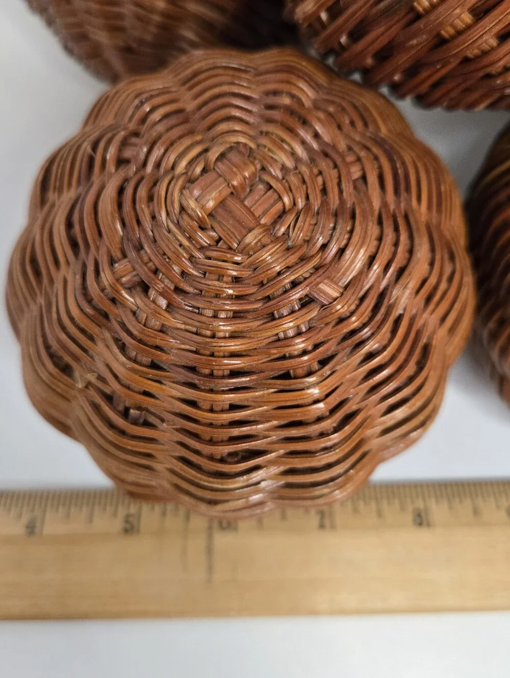 Rustic Brown Woven Wicker Rattan Decorative Balls - Home Accents, Set Of 5